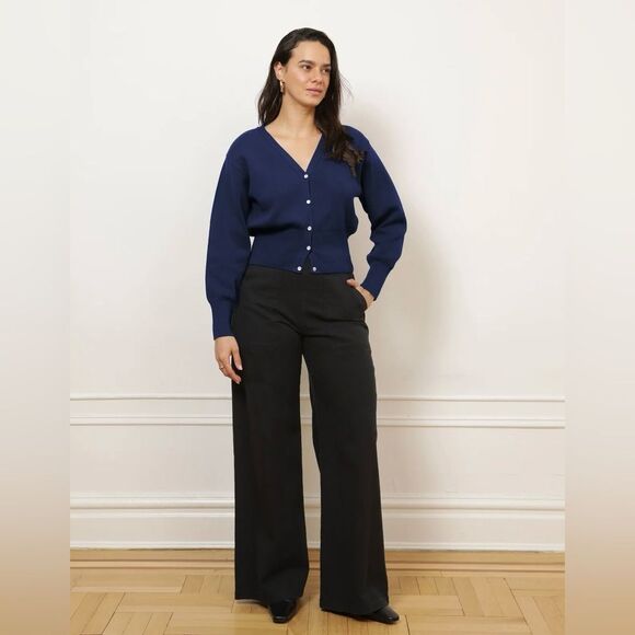 Loup Sabrina Wide Leg Cotton Traousers Pants in Black Size 3X - Picture 5 of 14